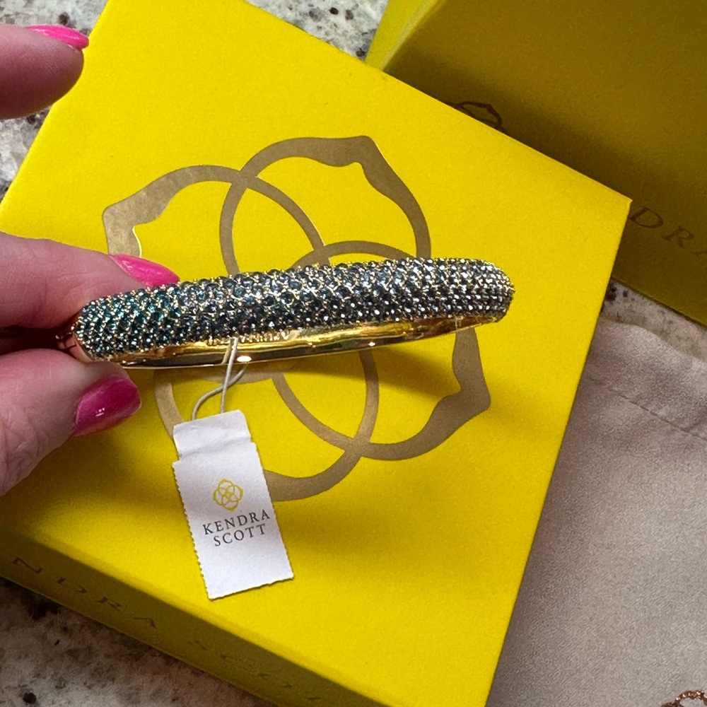 Kendra Scott Green ombré 2023 limited edition holiday bracelet- Mikki gold pave